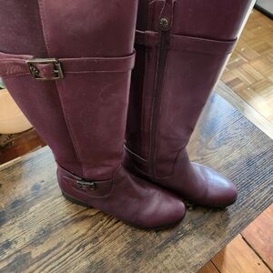 Isaac Mizrahi tall burgundy leather boots